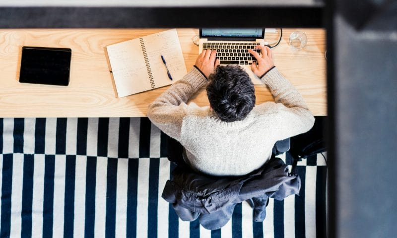 Student sitting at desk working